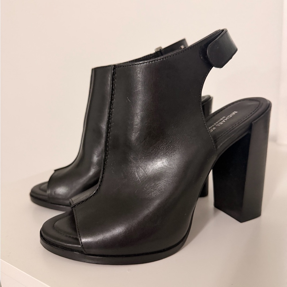 Michael Kors Collection Black Open-Toe Block Heels